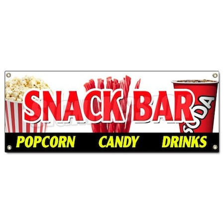 Signmission SNACK BAR CANDY POPCORN DRINKS BANNER SIGN cold sandwiches kettle corn B-Snack Bar Candy Popcorn